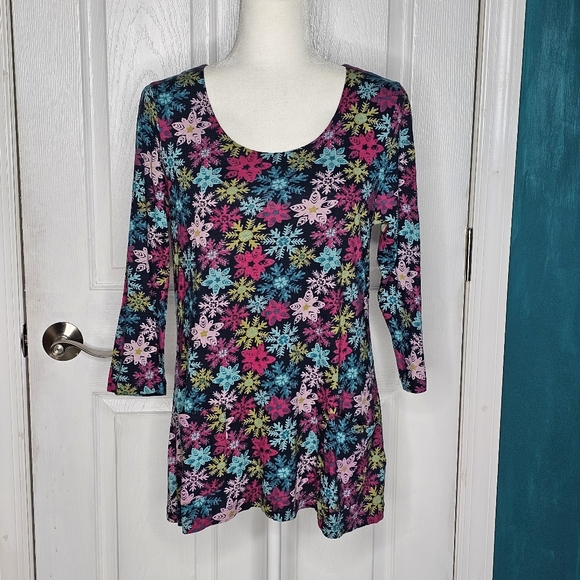 UK Brand Mistral Snowflake Tunic Top Size 10 US - Picture 1 of 11
